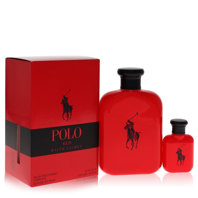 Polo Red by Ralph Lauren Gift Set -- 4.2 oz Eau De Toilette Spray + 0.5 oz Mini EDT (Men)