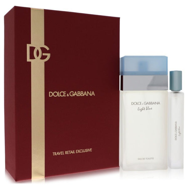 Light Blue by Dolce & Gabbana Gift Set -- 3.4 oz Eau De Toilette Spray + .33 oz EDT Spray Travel Exclusive (Women)